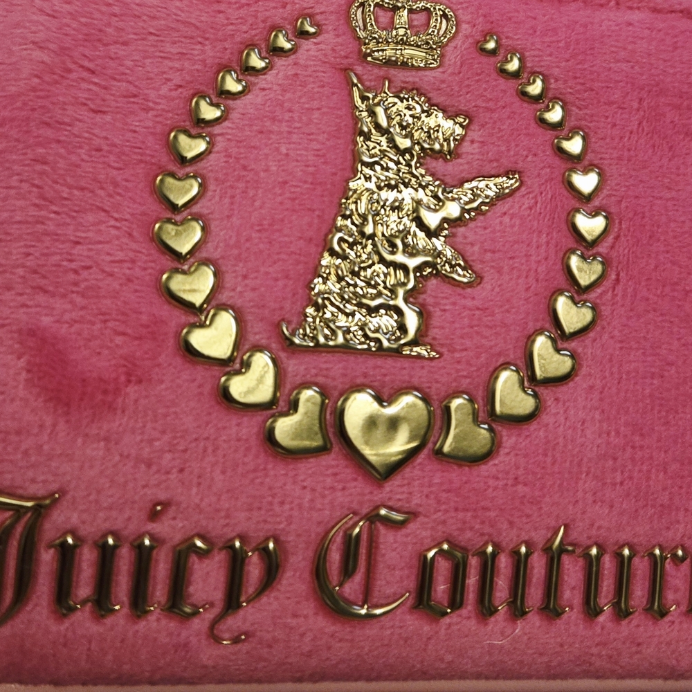 NEW Juicy Couture Y2K Pink Terry Velour Travel Cosmetic Bag 9.5inx6x 5.5 NWT - Picture 3 of 3